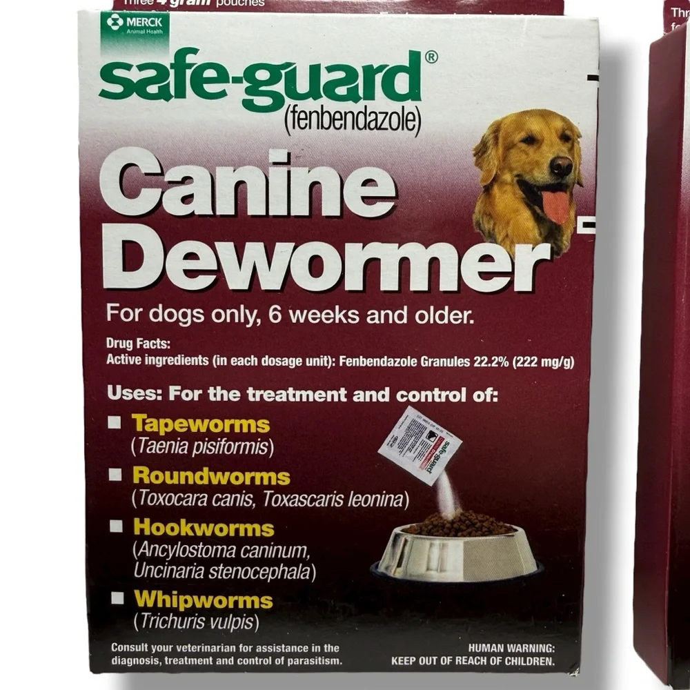 3x Safe-Guard Canine Dog Dewormer 3x4g Packets Merck EXP 1/26 New Sealed‎
